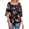 Women's Blouses Women Casual Blouse Top Office Lady Fashion Print Loose Shirts Blusas O Neck Three Quarter Sleeve Camisas Blusa Feminina