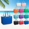 Rainbow bogg bag xl Silicone bog Beach bags large Luxury Eva Storage bags Pink Blue Candy Women organize Basket travel jelly summer Outdoor Handbag solid color he04 b