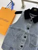 Damesvesten Designer Elegant Cool Modern en modieuze mouwloze denim top met contrasterende reversketen met één borsten Kort Vest voor vrouwen