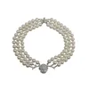 Designer Lin Zhou Vintage Saturno Incamera Full Diamond Collana per donne 2024 Spring Nuova leggera strato a doppio strato Collar perle Neckchain