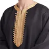 Abbigliamento etnico uomini islamici musulmani saudita thobe rotonda collo thobe ramadan dubai ricamo kaftan thawb caftan lungo maxi abito medio Oriente