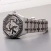 Trending hiphop aangepaste roestvrijstalen kast mechanisch automatisch horloge voor mannen verfraaid met Moissanite Diamonds
