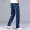 Jeans maschile 2023 nuovi jeans sottili da uomo classici sottili jeans avanzati sliziati pantaloni di marca maschio dritti