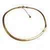 Kedjor Fashion Golden Black Flat Snake Chain Herringbone Choker Halsband för kvinnliga gåvor Rostfritt stål 5mm 15.7Add4cm Drop Deliver Dhtxn