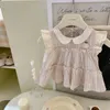 Kleidungssets 2024 Sommer Set Girls Shirt Kurzrock zweiteiliger süßer und sanftrosa süße Baby-Mädchen Kleidung