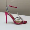 Aquazzura Sandals al tacco alto Slides Muli Pompe Crystal Decorative Party Banquet High Heel Scarpe Luxury Designer Women's Sandals Sandals Factory Footwear 35-40