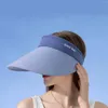 Breda brimhattar Junior Swim Hat Ladies 'sommarsol med stort fällbart siden Visir Cap Open Top Hollow Adult Adult