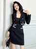 Work Dresses Style Black Formal Business 2 Pieces Outfit Suits Ladies Mujer Women Tops Coat Blazer Suit And Mini Skirt Short Set Commute