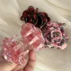 Franska vintage roshårklo acetatkloklipp litet stereoskopiskt blommor hårklipp för flickhårtillbehör för kvinnor