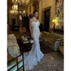 Ogstuff Dresses Mermaid Strapless Designer Feathers Crystal Wedding Dress Sweep Train Backless Wedding Bridal Gowns