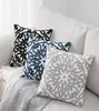 Home Decorative Broidered Cushion Cover Navy Blue Grey Black Floral Toile Cotton Cotton Square Oreiller 45x45cm Cushiondecor7317606