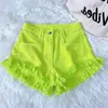 Fashion Summer Vintage Y2K Shorts Fringed Fringe Punk Short Jeans Female American Street High Waist Waist A Word Denim Shorts