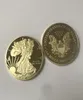 100 PCS Dom Eagle Badge 24K GOUD GOLD 40 MM HERMOMENDE COIN AMERIKAANS Vrijheid Liberty Souvenir Drop Acceptable Coins3996775