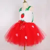 Nettes Erdbeer -Tutu -Kleid für Baby Girls Weihnachten Halloween Kostüme für Kinder Geburtstagsfeier Outfit Kinderkuchen Smash Clothes 240429