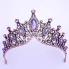 Tiaras barock bling lila kristall tiara för kvinnor flickor fest födelsedag drottning brud brud krona hårklänning smycken tillbehör