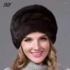 Boinas jkp real natural de pele inteira chapéu de inverno Mulheres bonés elegante estilo de moda feminina quente luxo