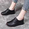 Casual Shoes Women 2024 Spring Vintage Lace Up miękki podeszwy non slip Flats Oxford Leather Woman Single