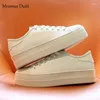 Chaussures décontractées Mrxmus 2024 Automne Femmes Gétille en cuir blanc Flats solides Sentiale basique Sneaker Vircol