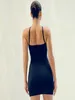 Lässige Kleider Sommer-Spaghetti-Gurt halfer sexy Rückenlessem auf Blick durch Patchwork Ein-Line-Hals Open Rücken ärmelless Club Party Kleid