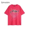 Mężczyzn T Shirt 24ss Pink Young Thug Spider 555555 MANS Kobiety Wysokość Pieniona Wzór internetowy Wzór internetowy Tshirt Top Tees
