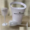 Ice Buckets And Coolers 2Glassadd1Bucket New Moet Champagne Flutes Glasses Plastic Wine Cooler Dishwasher White Acrylic Drop Delivery Otach