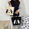 Boodschappentassen witte zwarte katoenen doek canvas draagtas schattige cartoon honden shopper casual dames handtas lunchbox voor vrouwen meisje 2024