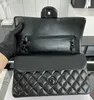 10A Designer Bag Spiegelqualität Jumbo Doppelklappe Bag Luxus 23 cm 25 cm 30 cm Real Leder Kaviar Lambskin Klassiker All Black Handtasche mit Stülle Hände mit Box CC