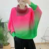 Women's T Shirts COZOK Pleated Gradiented Color Women Print Tops 2024 Autumn Fashion Batwing Sleeves Casual T-shirt Female Trendy WT209