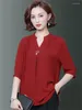 Polos féminins 5xl Oversize Femmes Spring Summer Style Murffon Blouses Shirts Lady Casual Half Sleeve V-Neck Blusas Tops ER1989