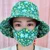 Breite Krempelnhüte Schalte Tee Picking Mütze Anti-UV-Maske schützen Hals landwirtschaftliche Arbeit Hut vier Jahreszeiten