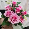 Flores de casamento Flor de rosa artificial com 10 cabeças simulação de seda de buquê para arco Decoração de casa Flore