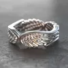 Bandringe Vintage Angel Devil Wing Paar Ring persönlich weibliche Metall offen verstellbare Finger Silber Punk Hip Hop Schmuckgeschenk Q240429