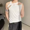 Inderun Men Tank Tops Bez rękawów puste seksowne stylowe solidne kamizelki chude cienkie topy streetwear Summer Men unoring 5xl 7 240429