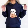 Dessin animé panda ours bubu et dudu sweat à capuche féminin tops kawaii imprimé harajuku ullzang sweat-shirt oneck femelle unisexe 240428