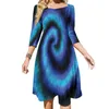 Casual Dresses Black Tie Dye Dress Summer Sexy Blue Spiral Print Elegant Women Street Wear Oversized Gift