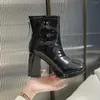 Sıradan ayakkabılar ayak bileği botları moda seksi deri kalın yüksek topuk sevimli gotik platform kırmızı fermuar kısa mujer kadınlar