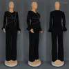 Abbigliamento etnico Dashiki Africa 2024 Spring Summer Long Sleeve V-Neck Polyester 2 pezzi Top Pant Matching Set Outfit M-2xl