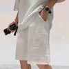 Herrspårar Summer Mens Small Checkered Sports Kort ärm T-shirt Shorts Set Two-Piece Leisure Suit Casual Plus Size mode 2st