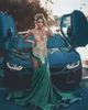 Luxuy Diamonds Green Long Prom Dresses 2024 Sparkly Gold Beads Rhinestone Crystal Birthday Reception Party Jurk Evening Jurken 0431