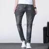 Designer Jeans Mens Brand Spring and Summer Slim Elastic Jeans Fashion Mend's Fashion Broidered Grey Pantal