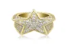 Iced Out Bow Five Pointed Star Ring Micro Zircon For Men Hip Hop Bling Diamond Ring Gold Silver Wedding Ring9958057