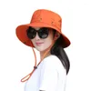 Berets Unisex Sommer Sonnenschutzweite Rand Eimer Hüte Frauen Männer UV Schutz wasserdichte Panamamaps Jagd Sonnenfischer Hut