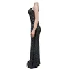 Casual Dresses SUJYing Fashionable Women's Solid Color Mesh Diamond Strap Long Dress