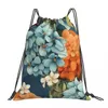 Rugzak 1960's retro bloemen naadloos patroon- blauw en oranje bloemen draagbare trekkoordzakken schoenen tas Book Bag voor man vrouw