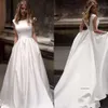 Nouvelle arrivée robes de taille plus pas chers avec paquets de poche en satin Longueur Bridal Robes de mariée Vestido de Novia 0430