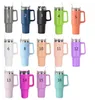 Whole 40oz Handle Car Tumblers With LidsPlastic Straws 1200ml Stainless Steel Water Bottles Colorful Drinking Double Wall Ins1748763