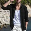 T-shirts masculins Nouvelles veste de chemise de couleur unie masculine cardigan top cardigan top de style masculin