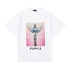 T-shirts masculins Cross Border American Fashion Brand Purple Liberty Trophy Design Touch Imprimé Double Gauze Coton T-shirt à manches courtes Unisexe