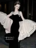 black Evening Dress Runway Fashion 2024 New Light Luxury and Sexy Open Back Adult Halter Black Evening Dress for Women