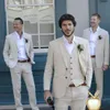 Abiti da uomo estate in lino da 3 pezzi per smoking da sposa da sposa spiaggia casual spiaggia abitudini da uomo da uomo con pantaloni fahion 240419